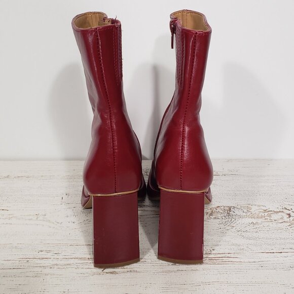 Steve Madden Freya Red Wine Leather Platform Bootie Women's Size 6M - Picture 4 of 10